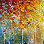 AUTUMN'S EMBRACE: Textured Palette Knife Autumn Forest Oil Painting