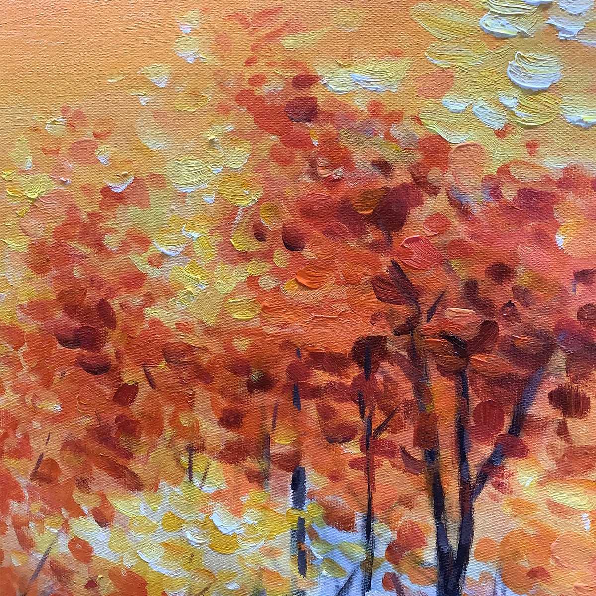 Autumn Serenade: Original Tranquil Lake and Mountain Landscape Oil Painting - Serene Nature Wall Art Decor