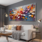 AUTUMN'S BURST: Colorful Autumn Leaves Painting with Textured Abstract Style