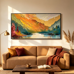 AUTUMN VALLEY: Textured Autumnal Hues Valley Landscape Canvas