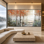 AUTUMN WHISPERS: Warm Orange Misty Autumn Forest Canvas
