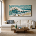 AZURE CREST: Impasto White Foam Cresting Turquoise Waters Canvas