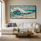 AZURE CREST: Impasto White Foam Cresting Turquoise Waters Canvas