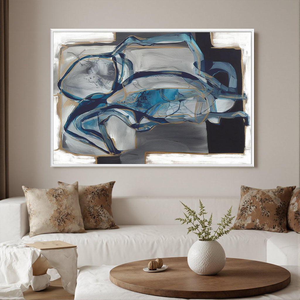 AZURE DEPTHS: Textured Impasto Captivating Interplay Wall Art