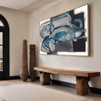 AZURE DEPTHS: Textured Impasto Captivating Interplay Wall Art