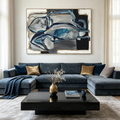 AZURE DEPTHS: Textured Impasto Captivating Interplay Wall Art