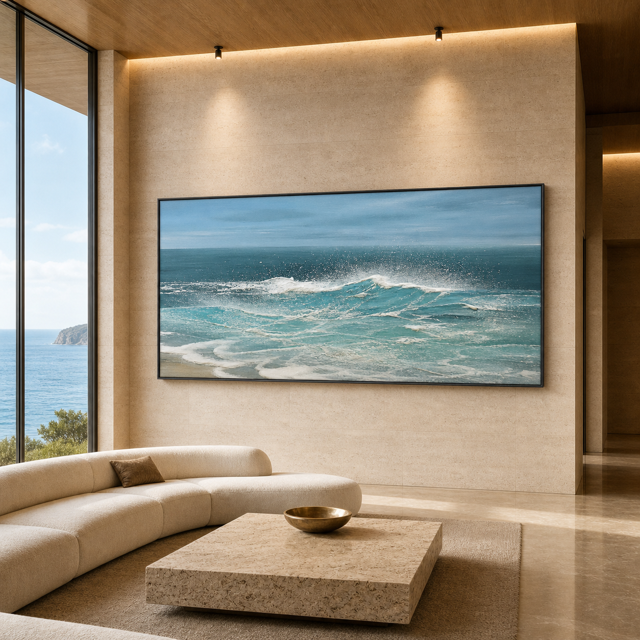AZURE CRESTS: Dynamic Blue Ocean Waves Canvas