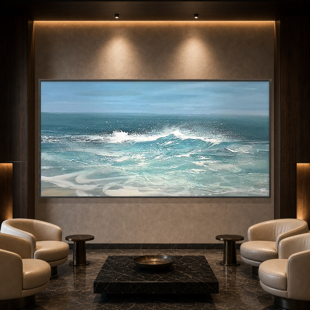 AZURE CRESTS: Dynamic Blue Ocean Waves Canvas
