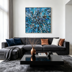AZURE EXPLORATION: Textured Dynamic Abstract Expressive Energy Canvas