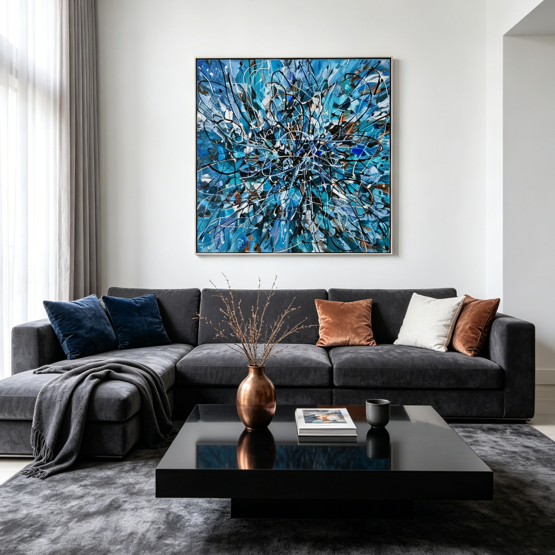 AZURE EXPLORATION: Textured Dynamic Abstract Expressive Energy Canvas