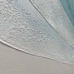 Textured abstract beach painting in blue and white, Azure Shores by Liam O'Connell, showcasing coastal charm and serenity.