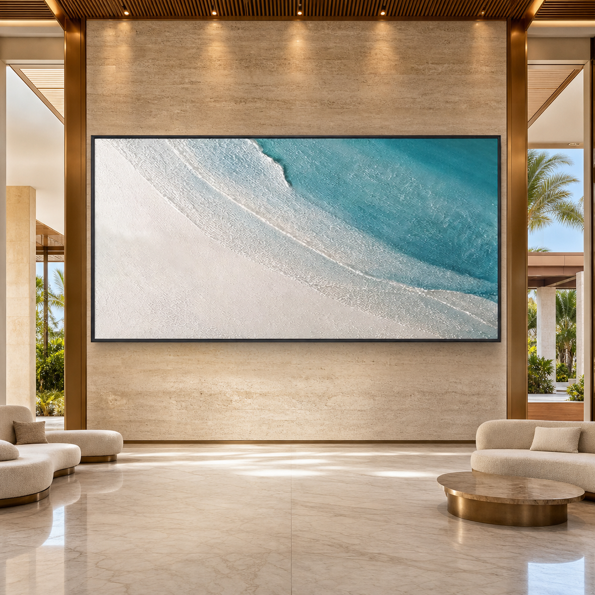 AZURE SHORES: Blue White Textured Abstract Beach Irish Wabi Sabi Canvas