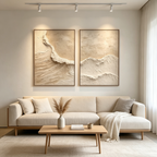 ECHOES OF THE SHORE: Wabi Sabi Textured Wall Art Set of 2