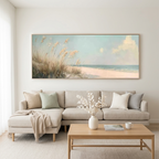 BEACH GRASS PANORAMIC: Soft Sand Dune Grass Calm Coastal Minimalist Canvas