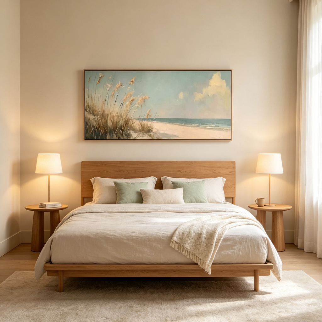 BEACH GRASS PANORAMIC: Soft Sand Dune Grass Calm Coastal Minimalist Canvas