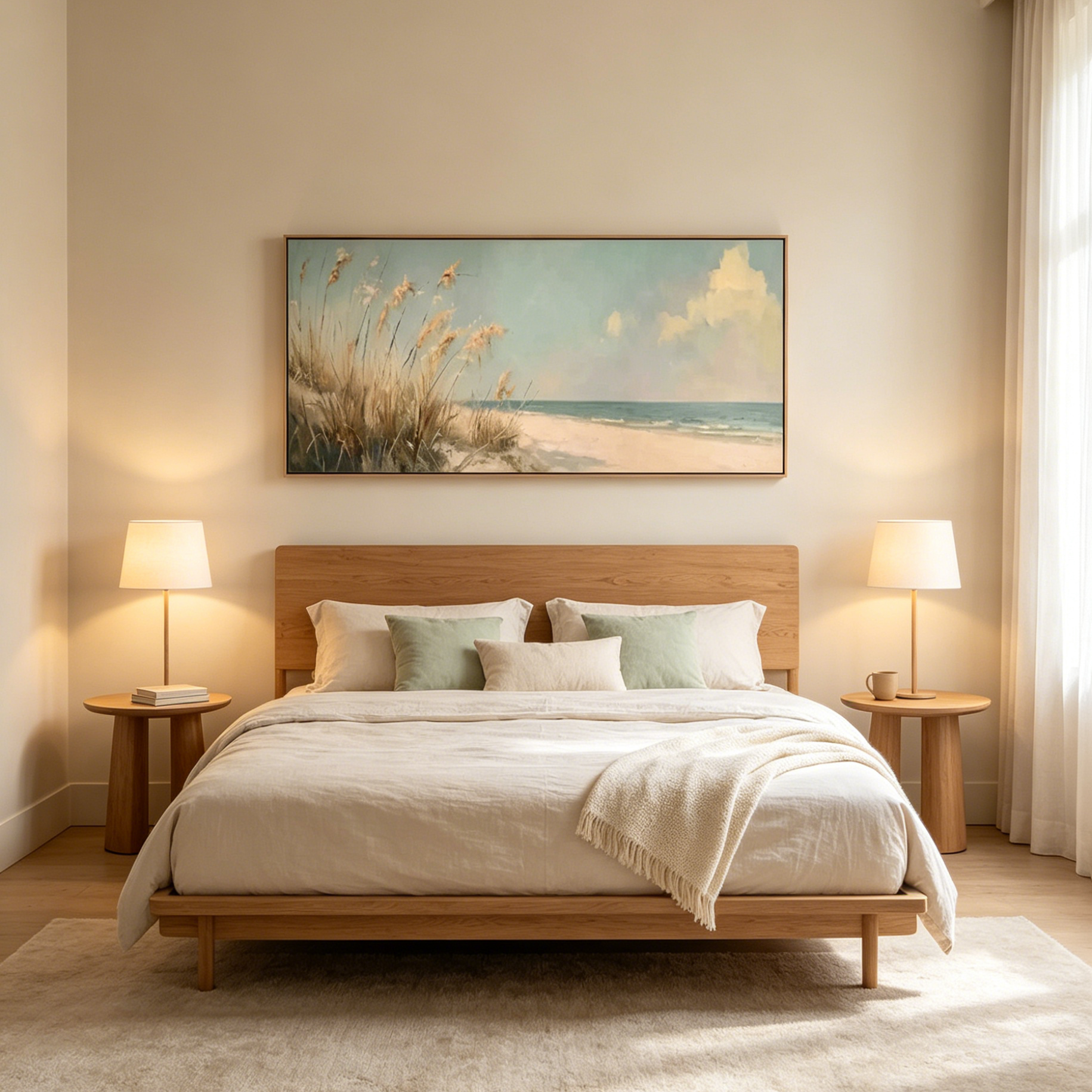 BEACH GRASS PANORAMIC: Soft Sand Dune Grass Calm Coastal Minimalist Canvas