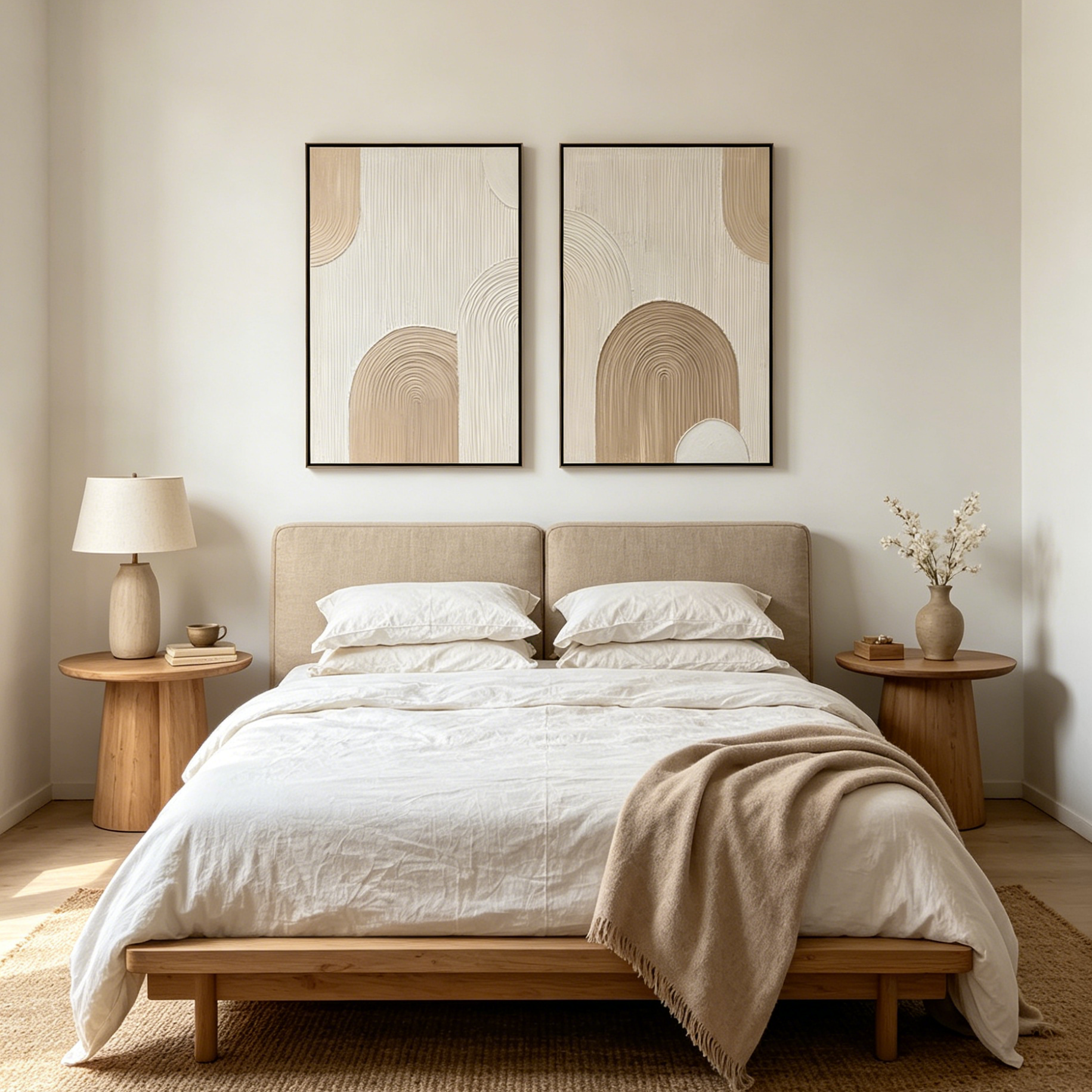 BEIGE ARCHES : Textured Raised Impasto Arches  Canvas Set of 2