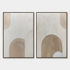 Ready to Ship ｜Beige Arches Diptych: Vertical Textured Abstract Wall Art Set