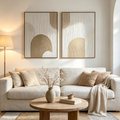 BEIGE ARCHES: Raised Impasto Arches Canvas Set of 2