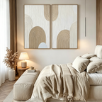 BEIGE ARCHES: Raised Impasto Arches Canvas Set of 2