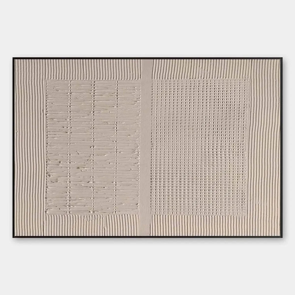 Beige Texture Diptych by Javier Ramirez - Textured abstract painting with minimalist design in neutral tones, modern decor.