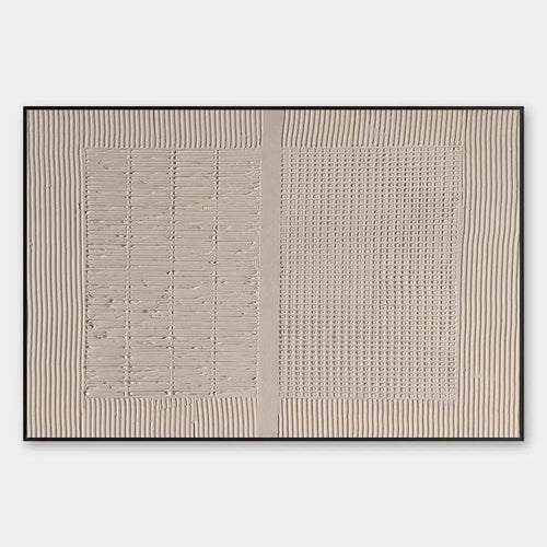Beige Texture Diptych by Javier Ramirez - Textured abstract painting with minimalist design in neutral tones, modern decor.