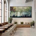 BIRCH SYMPHONY: Heavy Texture Palette Knife Forest Painting