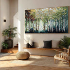 BIRCH SYMPHONY: Heavy Texture Palette Knife Forest Painting