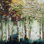 BIRCH SYMPHONY: Heavy Texture Palette Knife Forest Painting