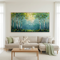 BIRCH GROVE: White Birch Trees Soft Light Impasto Texture Canvas