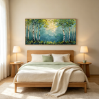 BIRCH GROVE: White Birch Trees Soft Light Impasto Texture Canvas