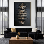 BLACK AND GOLD: Textured Dramatic Contrasting Rich Texture Canvas