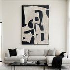 BLACK AND WHITE ABSTRACT: High Contrast Black White Abstract Shapes Canvas