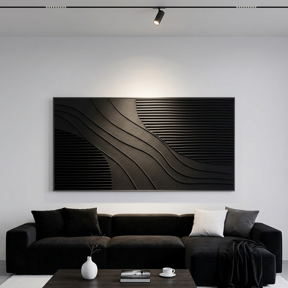 BLACK TEXTURE: Deep Black Textured Minimalist Sophistication Canvas