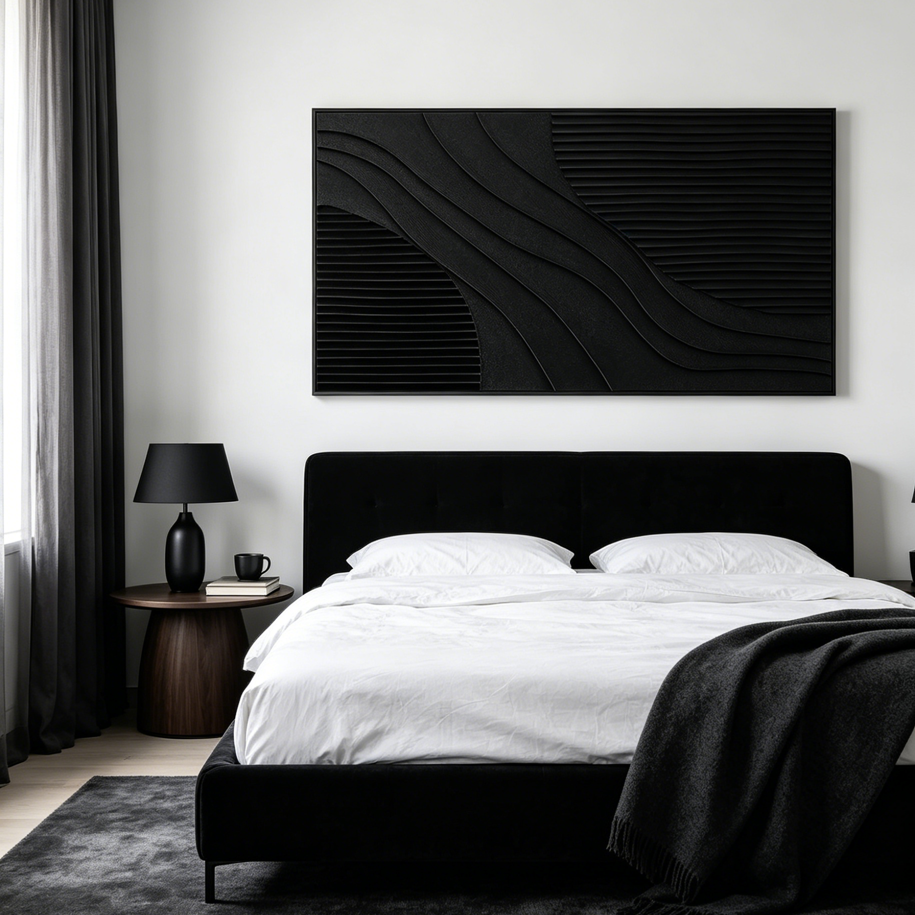 BLACK TEXTURE: Deep Black Textured Minimalist Sophistication Canvas