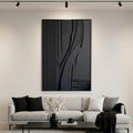 BLACK TEXTURED LINES AND CURVES: Structured Lines Fluid Curves Black Canvas