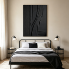 BLACK TEXTURED LINES AND CURVES: Structured Lines Fluid Curves Black Canvas