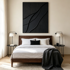BLACK TEXTURED WAVES: Wave Like Forms Dynamic Textured Minimalist Wall Art