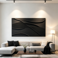BLACK TEXTURED WAVES: Rich Black Texture Wave Like Forms Canvas