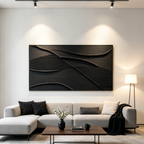 BLACK TEXTURED WAVES: Rich Black Texture Wave Like Forms Canvas