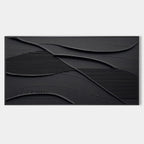 BLACK TEXTURED WAVES: Minimalist Textured Painting