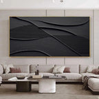 Black Textured Waves painting by Javier Ramirez, minimalist modern art, perfect for living room, office or bedroom decor