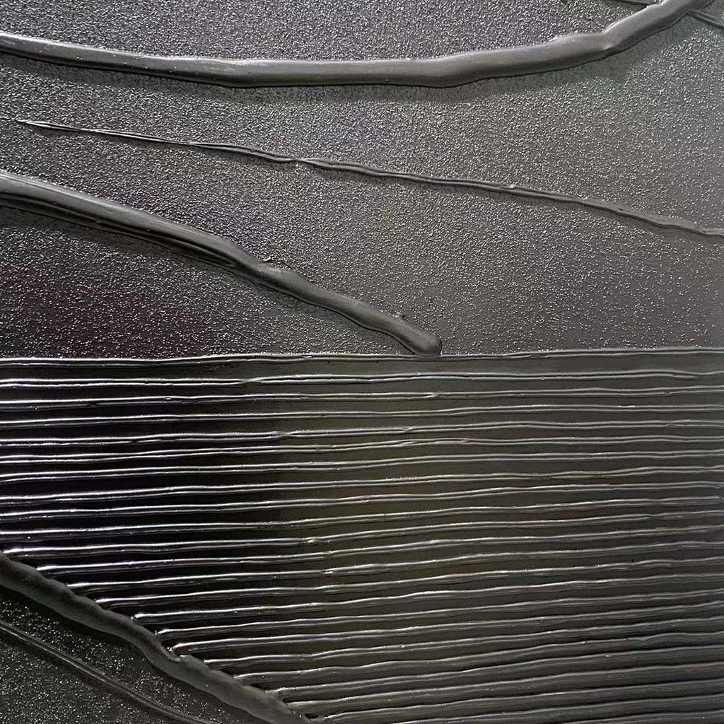 Black Textured Waves painting by Javier Ramirez, minimalist modern art, perfect for living room, office or bedroom decor