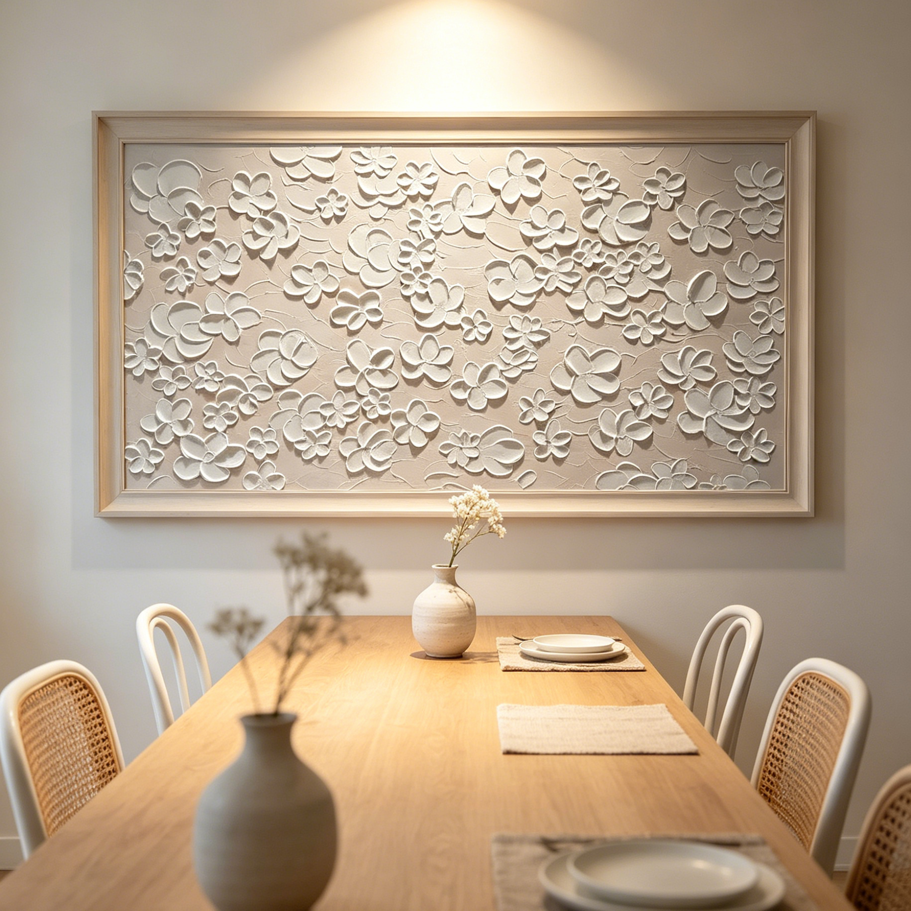 BLANC BLOOM: Textured White Beauty  Flowers Canvas