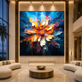BLOOMING BURST: Vibrant Flower Impasto Textured Modern Abstract Canvas