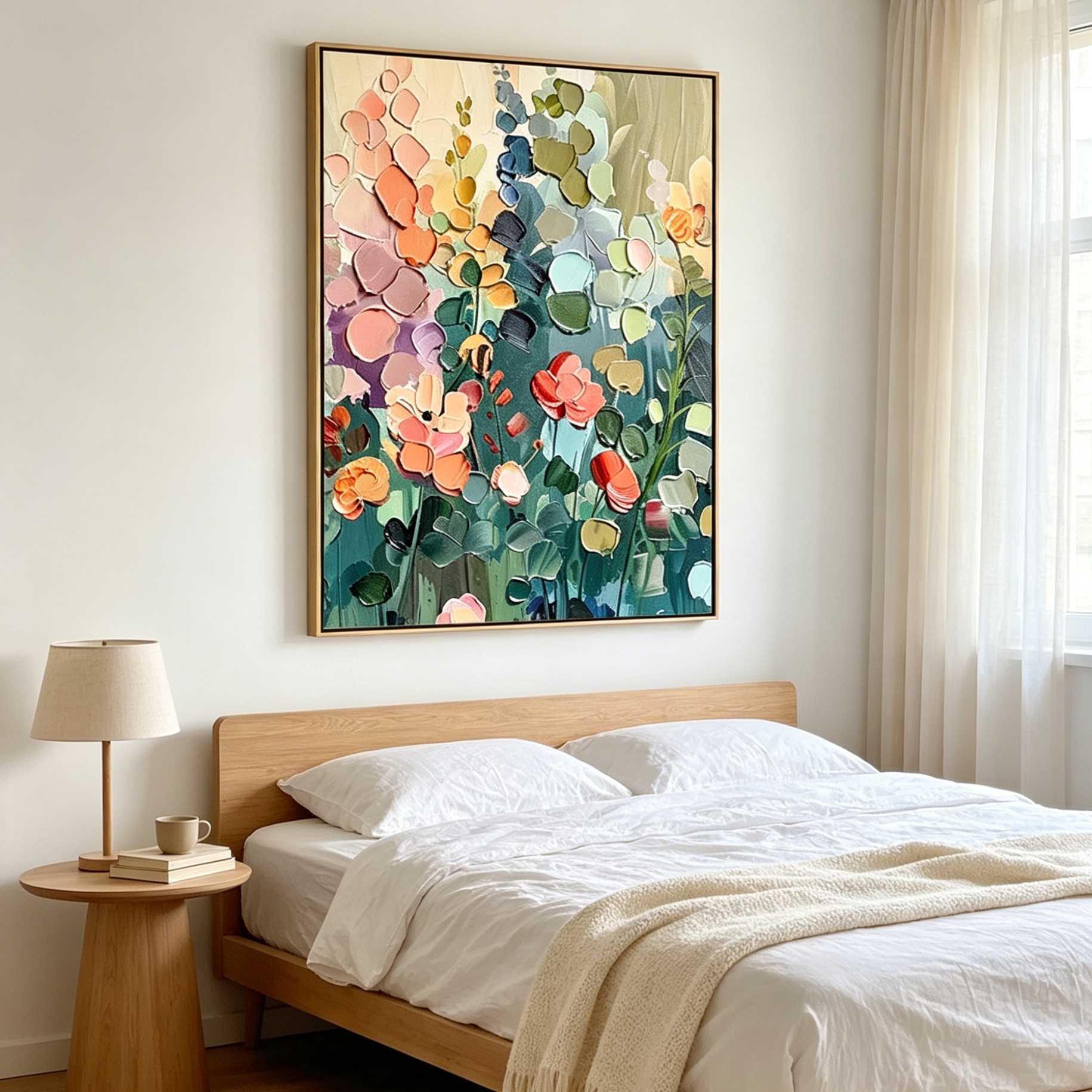 BLOOMING MEADOW: Textured Impasto Colorful Wildflower Canvas