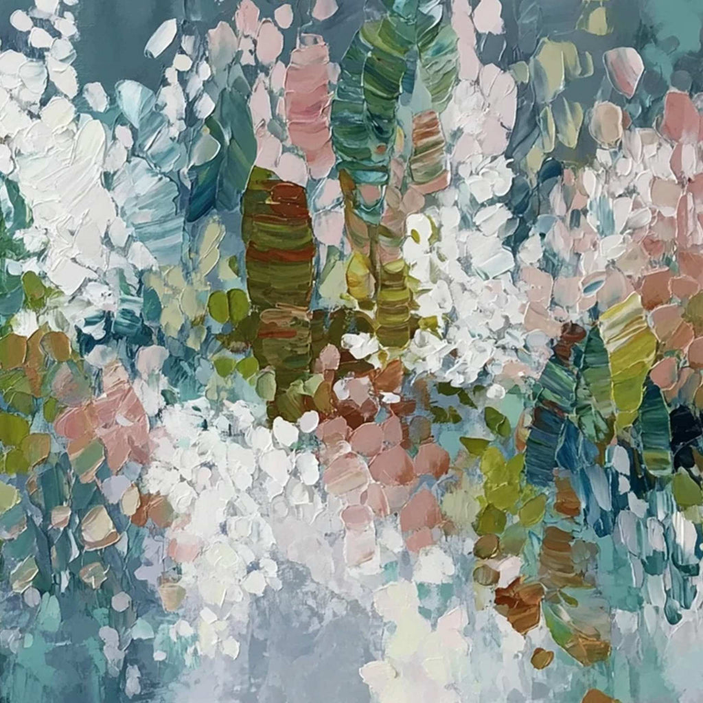 BLOSSOM REVERIE: Textured Abstract Floral Impasto Oil Painting