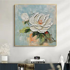 Blossom's Grace: Textured Impasto Magnolia Painting