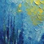BLUE FOREST: Blue Layered Trees Thick Impasto Canvas