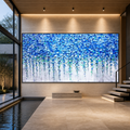 BLUE WISTERIA: Cascading Blue Wisteria Impasto Romantic Canvas